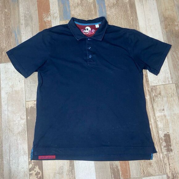 Robert Graham Men's L Skull Trim Short Sleeve Polo Shirt Navy - Picture 1 of 9